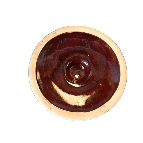 Vintage Stamped USA Stoneware Brown Bean Pot Pottery Canister with Lid - Picture 6 of 8